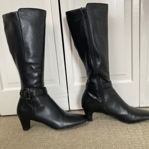 Liz Claiborne faux leather high heeled boots